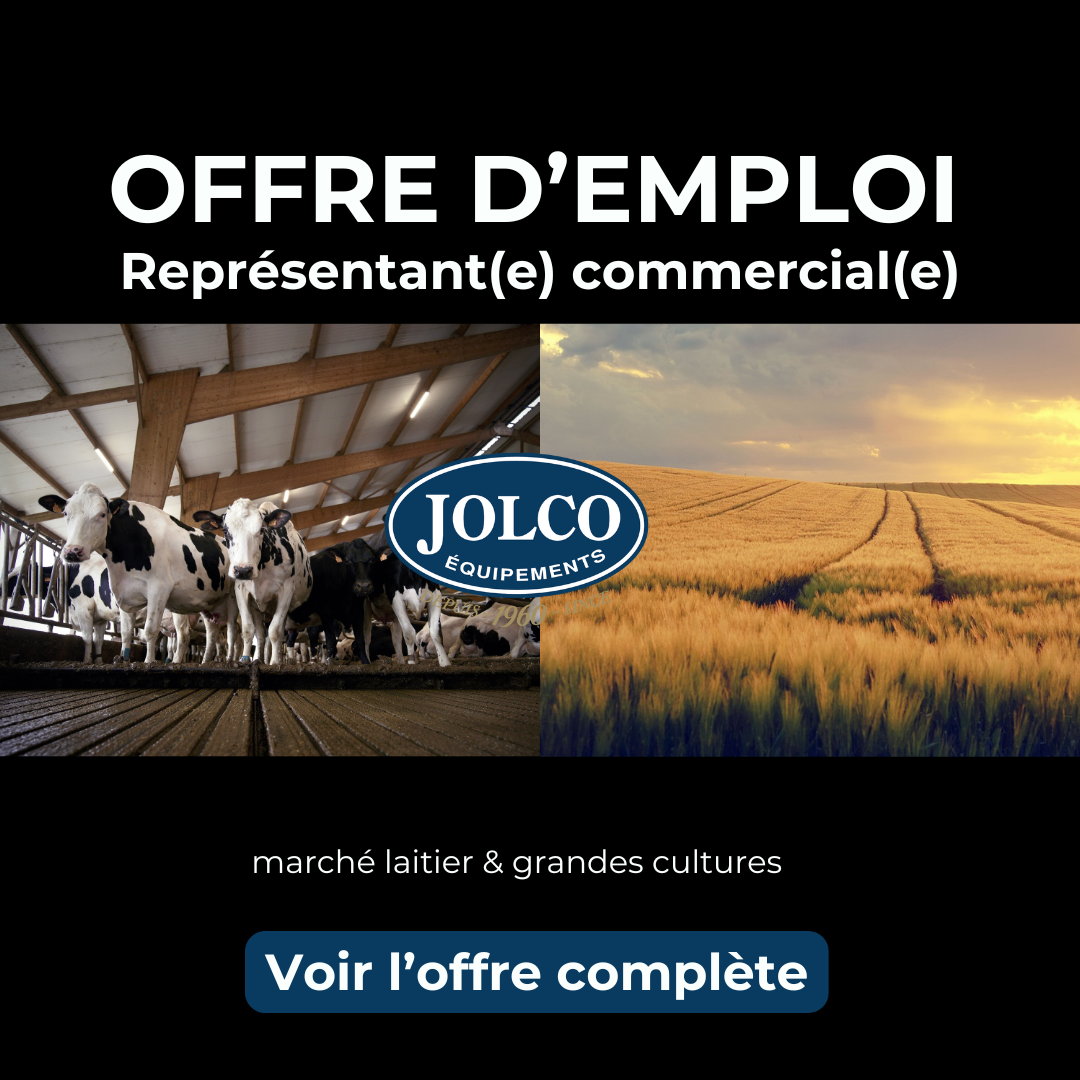 Représentant(e) commercial(e) – Marchés Laitier & Grandes Cultures
Groupe Jolco | Jolco Équipements
